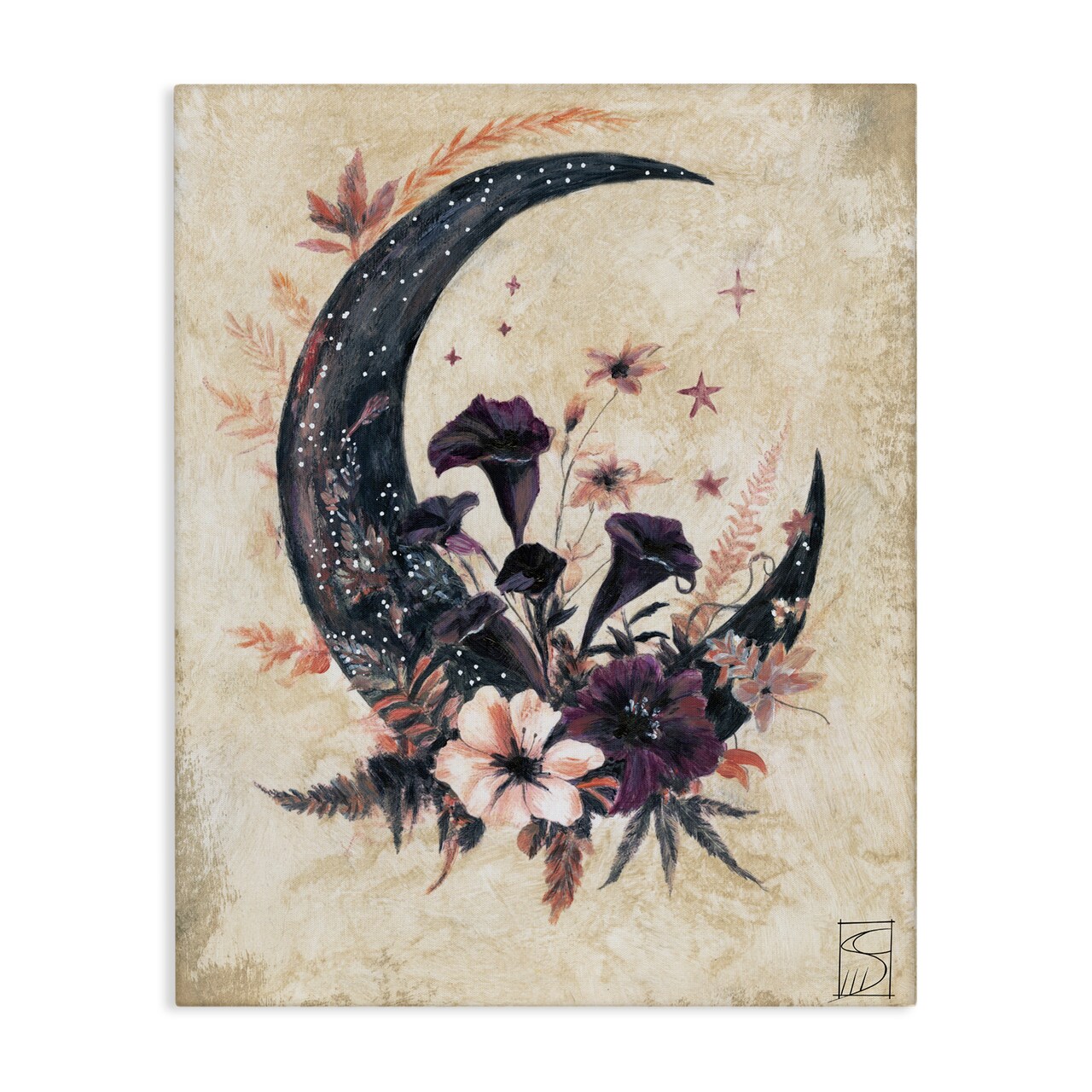 Stupell Industries Vintage Moon & Floral Canvas, design by Sara Culpepper